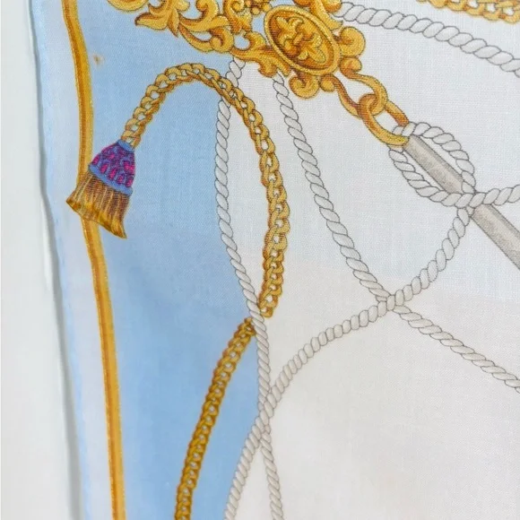 Authentic Celine Cotton Scarf/Handkerchief, Carriage Print - Picture 6 of 6